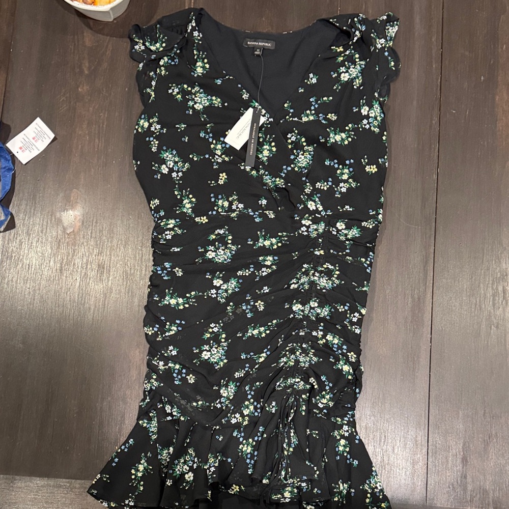 Banana Republic Navy Dress with Floral Accents